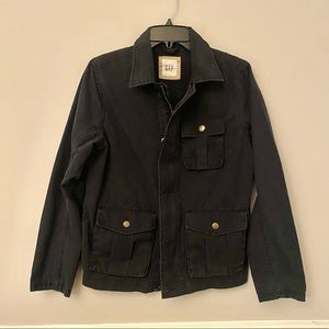 Gap black utility button zipper down jacket XS